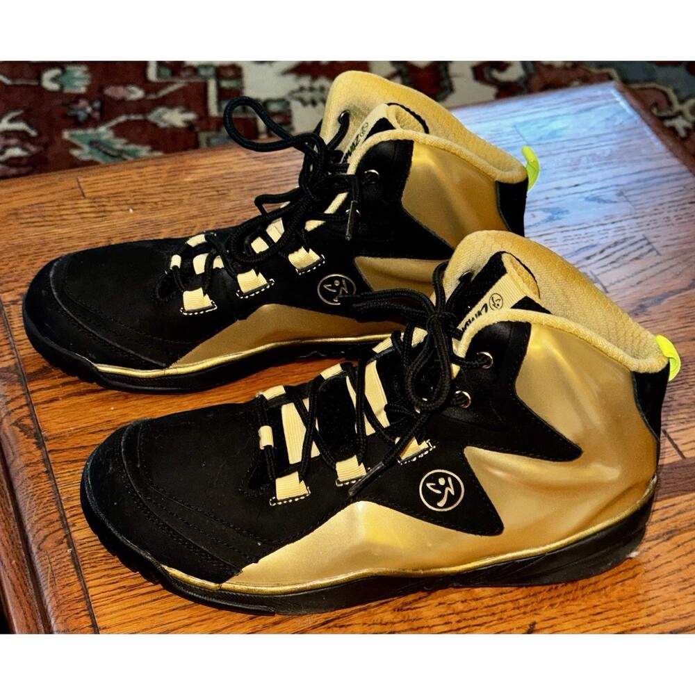 Zumba Energy Boom Hightop Shoes Black Gold Women's US 8.5